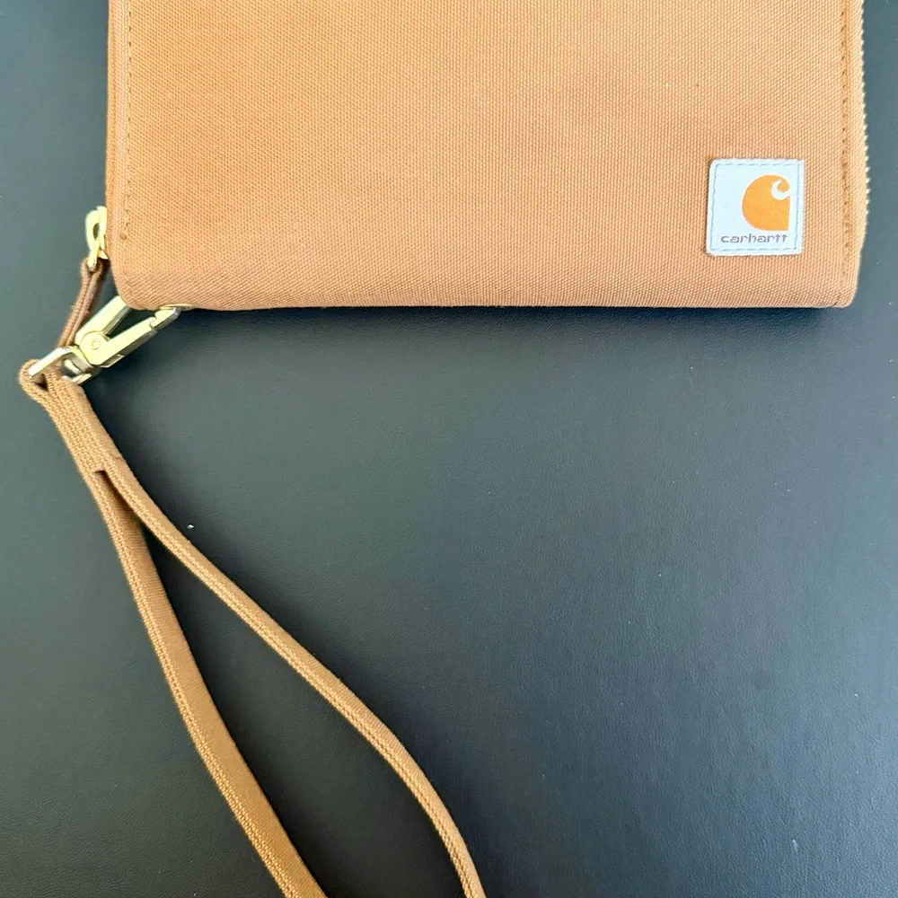 Carhartt Brown Canvas Zip Wristlet with Detachable Strap - Picture 2 of 4